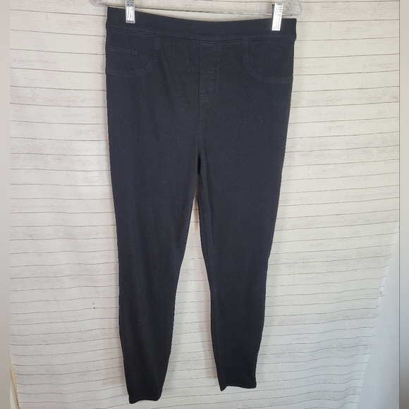 SPANX BLACK RIBBED PULL ON LEGGINGS, SZ LARGE - Picture 10 of 16